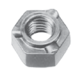 BN 48723 - Hex piloted weld nuts with 3 projections, Fine thread, Steel, 1010 Steel, Plain Finish (ASME B1.1)